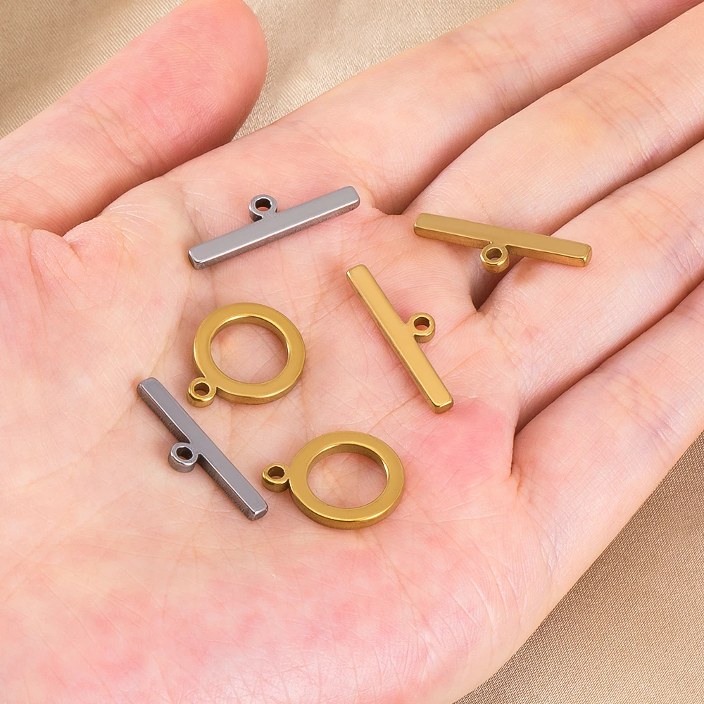 5 Sets Stainless Steel Flat Round OT Clasps Cord End Accessories for DIY Necklace Bracelet Connectors Findings Jewelry Making view 5