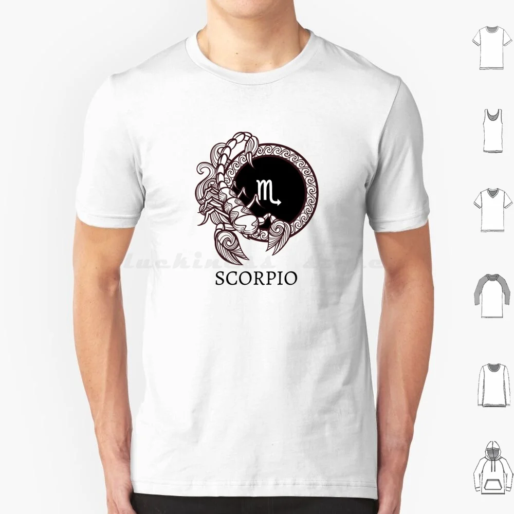 Scorpio Figure & Symbol T Shirt Big Size 100% Cotton Scorpion Scorpio October November Zodiac Astrology Black Sting Sign Signs