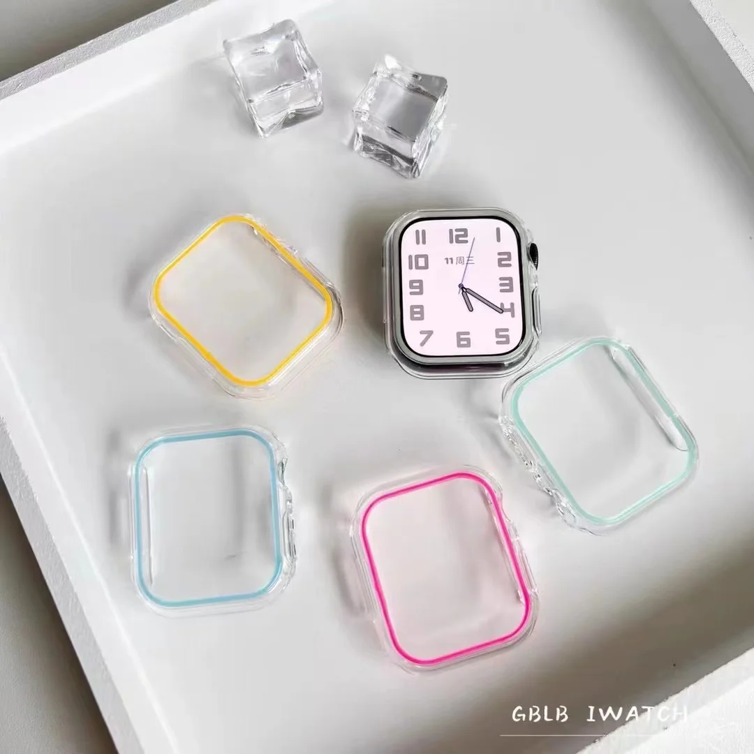 Apple Watch用耐衝撃カバー,発光iWatchケース用フルプロテクター,9, 8, 7, 6, 5, 3,se,2,1,45mm, 41mm 38mm, 42mm, 40mm, 44mm