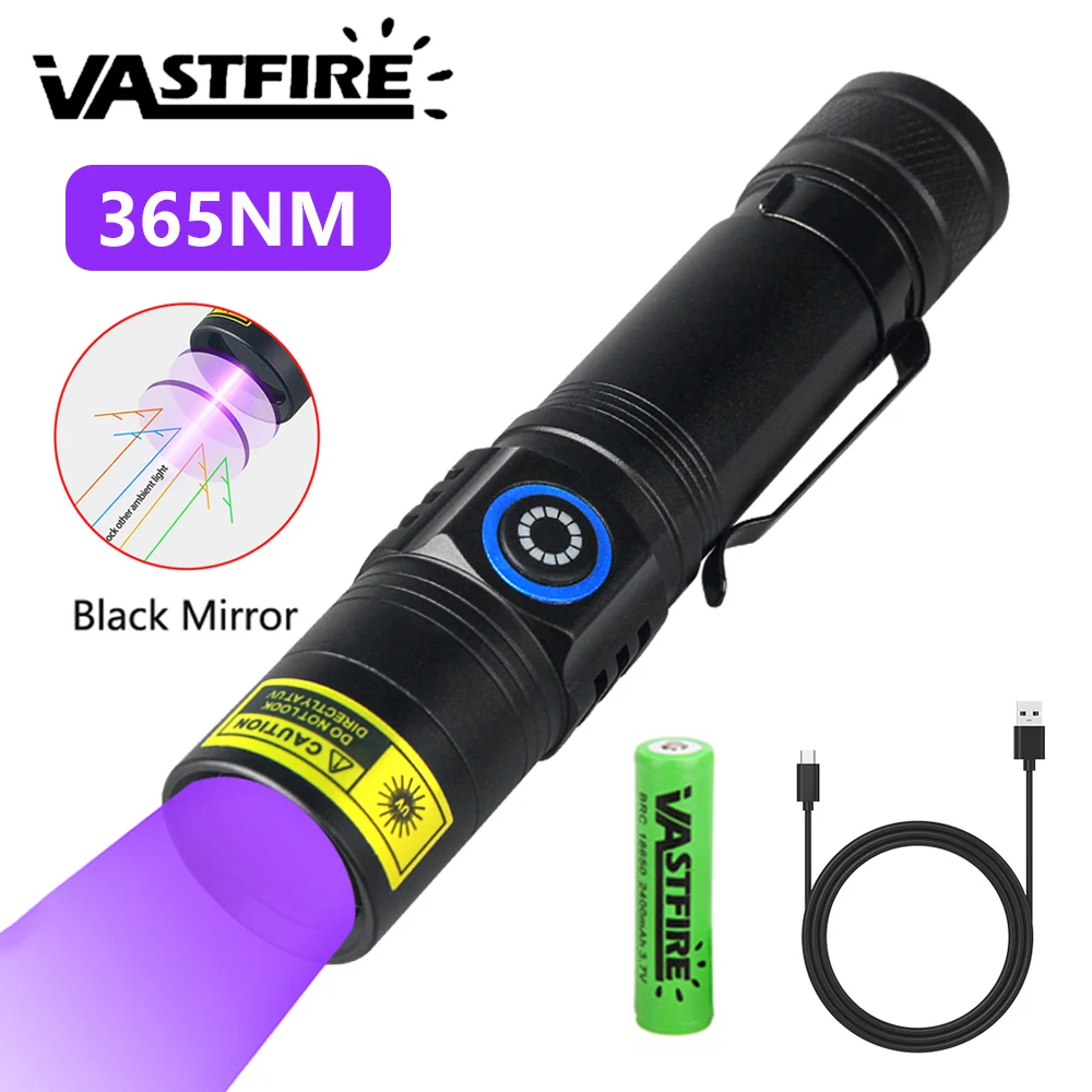 Linterna LED UV de 395/365nm, luz negra ultravioleta, Mini luz violeta, Detector de escorpión de orina para mascotas, herramienta recargable