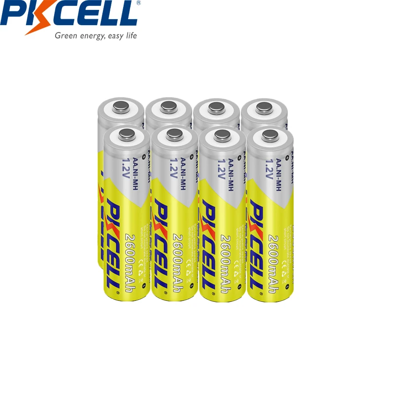 50PC PKCELL AA 2300-2600mAh Battery 1.2V Ni-MH AA Rechargeable Batteries up to 1000 circel times