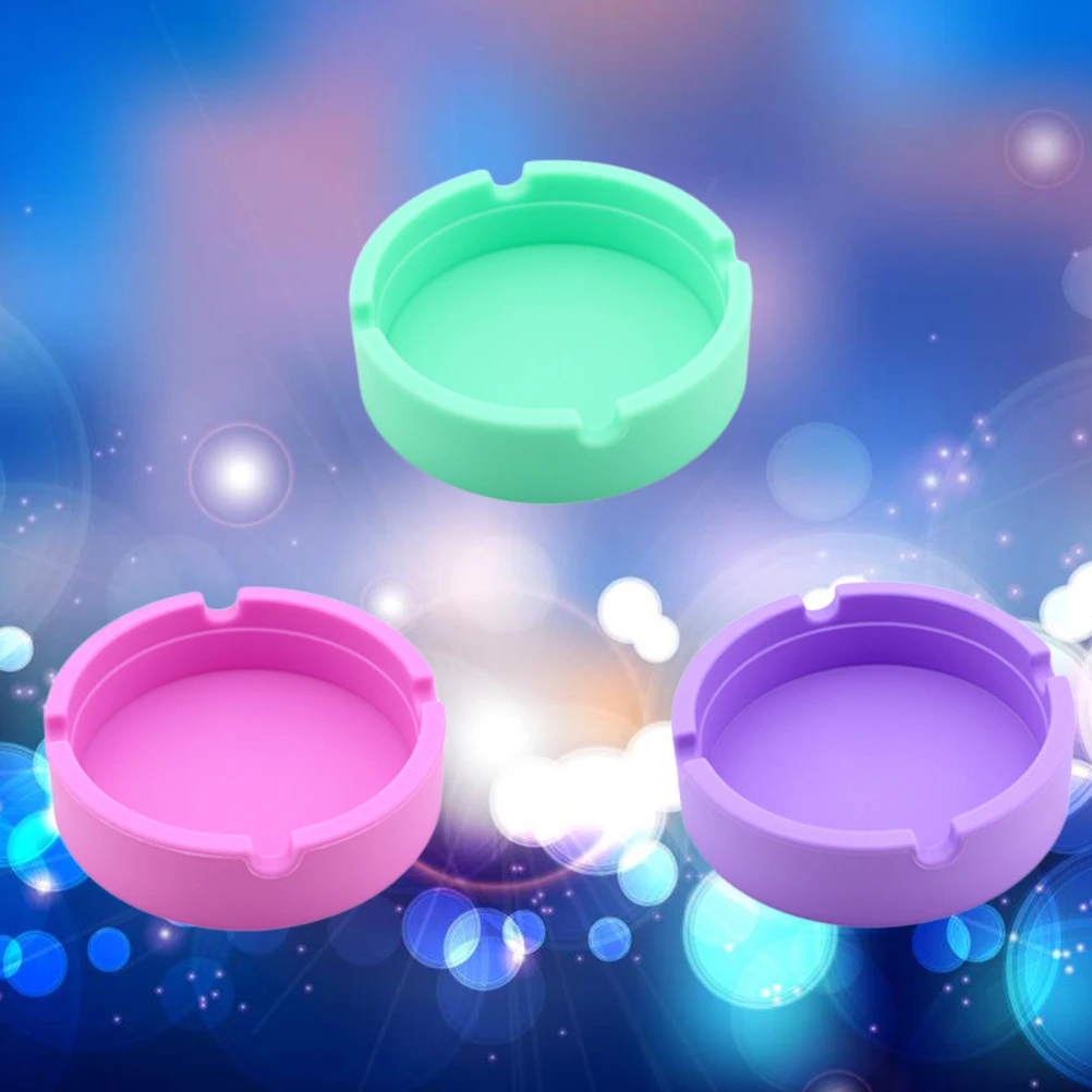 

3pcs Silicone Ashtray Heat Resistant Unbreakable Easy Clean Eco-Friendly Odorless For Home Camouflage Design High Temp