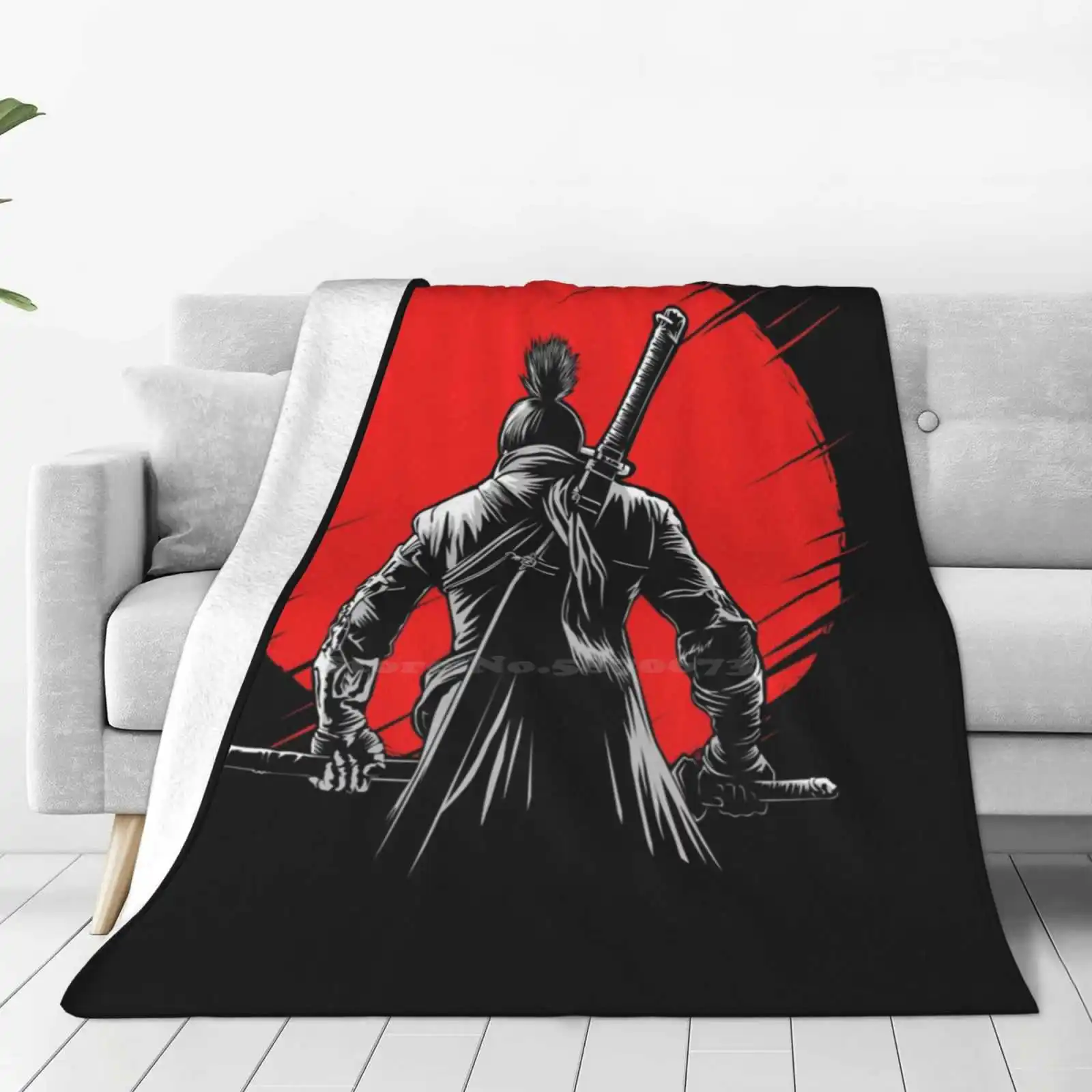 One-Armed Wolf Red Sun 2 Best Selling Room Household Flannel Blanket Shadows Die Twice The One Armed Wolf Samurai Wolf One