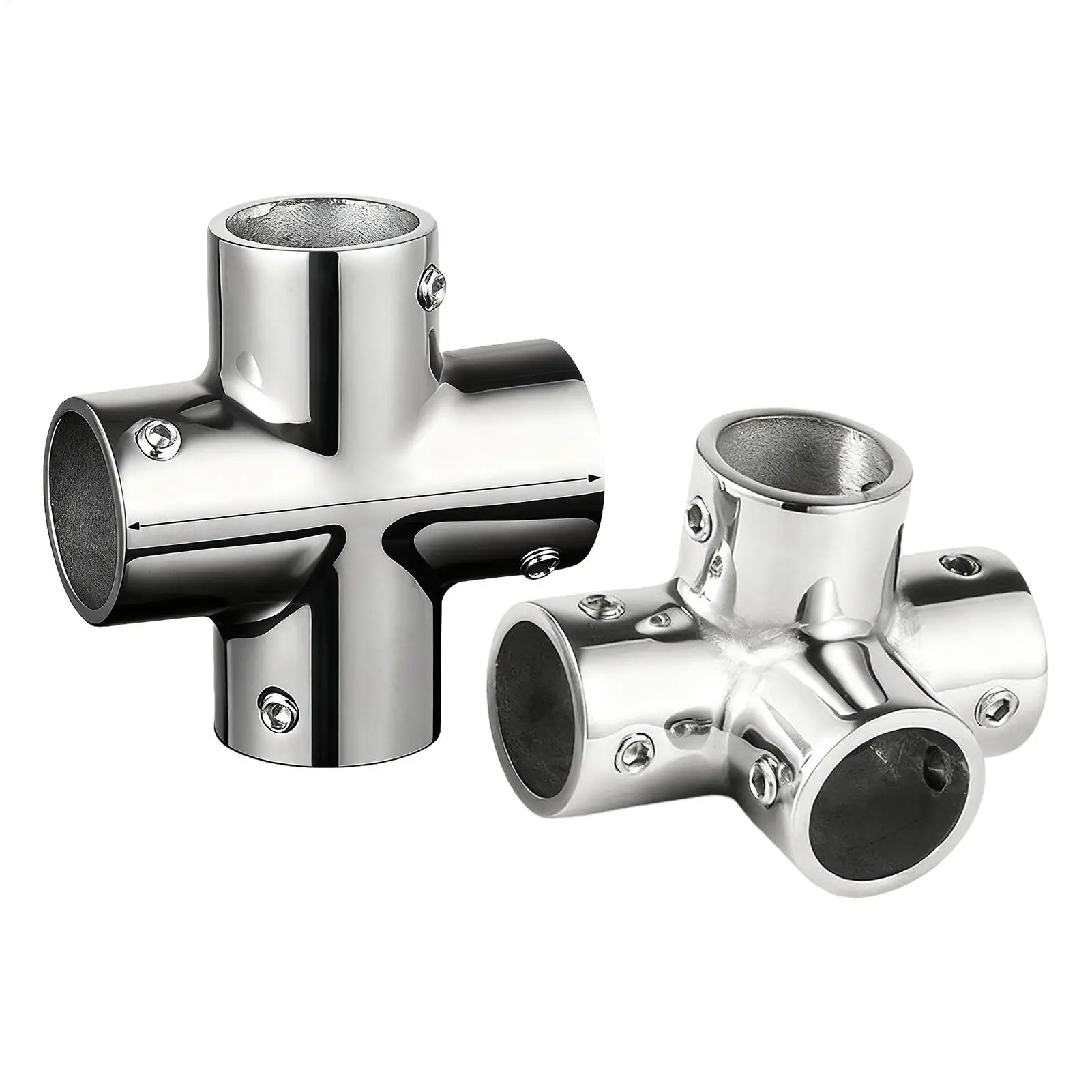 

Boat Elbow 4-Way Pipe Fitting Connector Railing Hardware Stainless Steel Adapter Marine Hardware for Yachts Dock Decks Guardrail