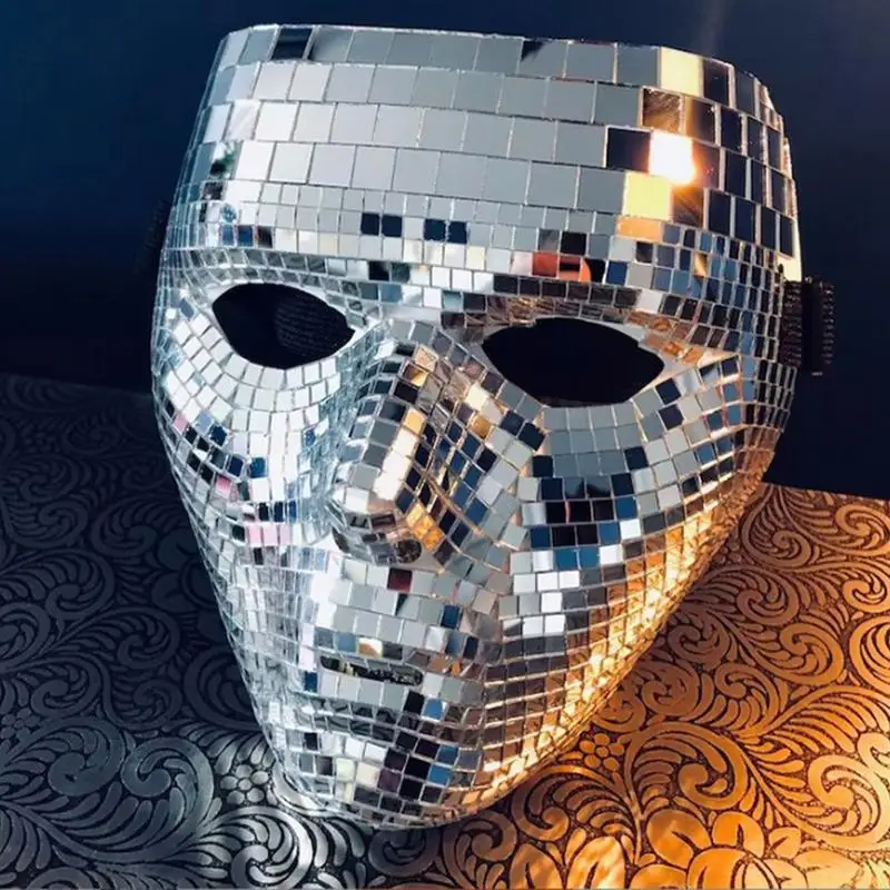 Unique Disco Ball Glitter Face Mask Festival Masquerade Masks for Party Mirror Glass for DJ Stage Bar Party Holiday Decoration