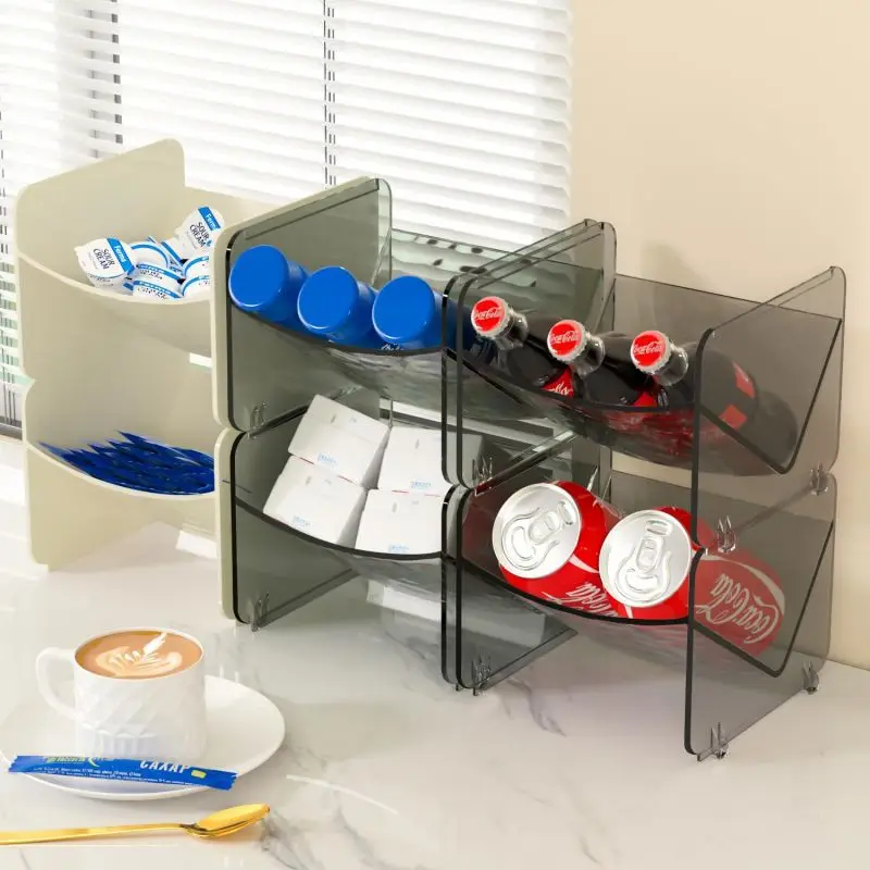 Desktop plastic storage rack, transparent tea bag storage box, student dormitory simple storage rack
