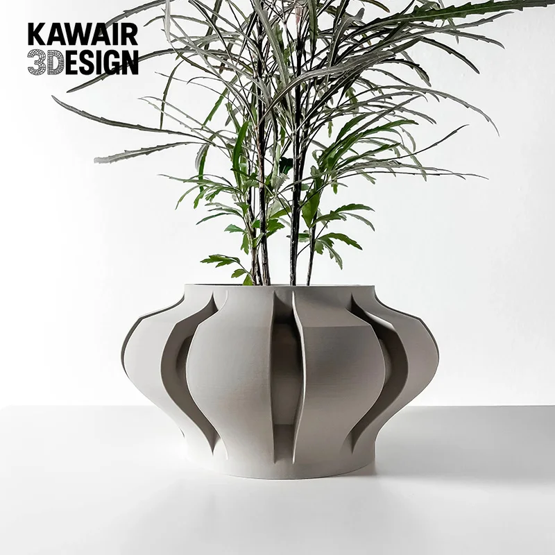 

Biodegradable 3D Printed Line-Patterned Plant Pot - Eco-Friendly Flower Planter for Home Decor & Sustainable pot de fleur Gift