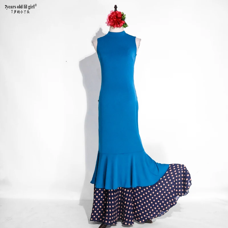 Vestido de baile Flamenco español de alta elasticidad vestido moderno con volantes para mujer ENE05