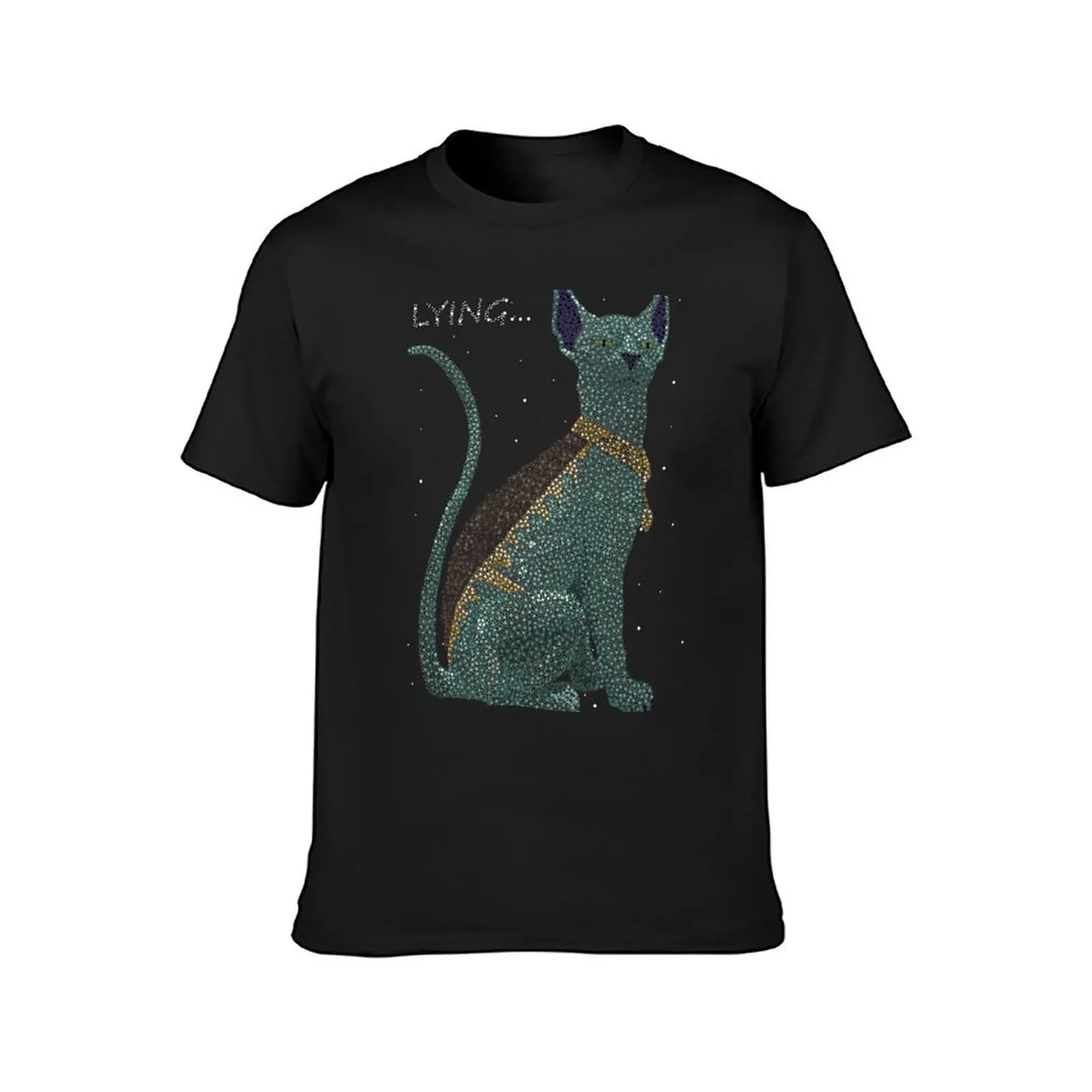 Lying Cat Stippling T-Shirt korean fashion new edition cute clothes t shirts for men cotton