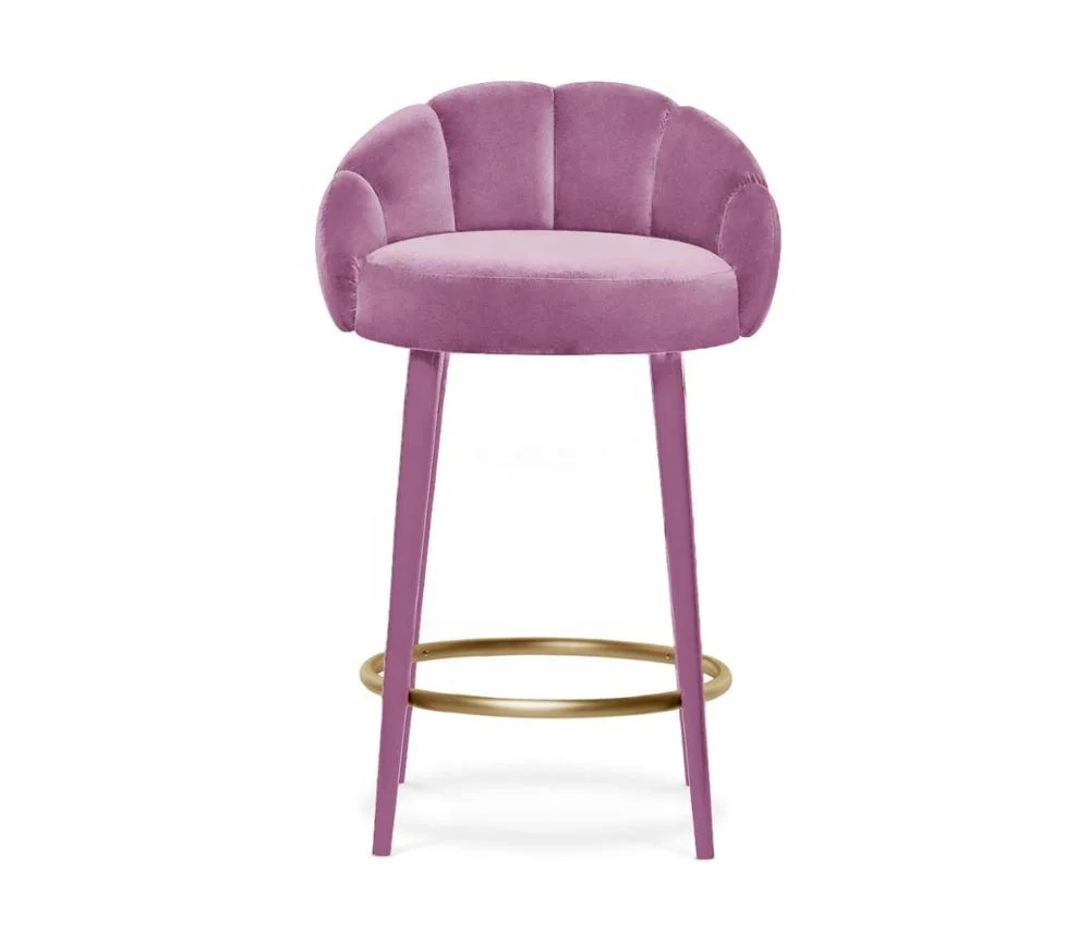 Modern Stainless Steel High Legs Upholstered Bar Stool for Coffee Shop