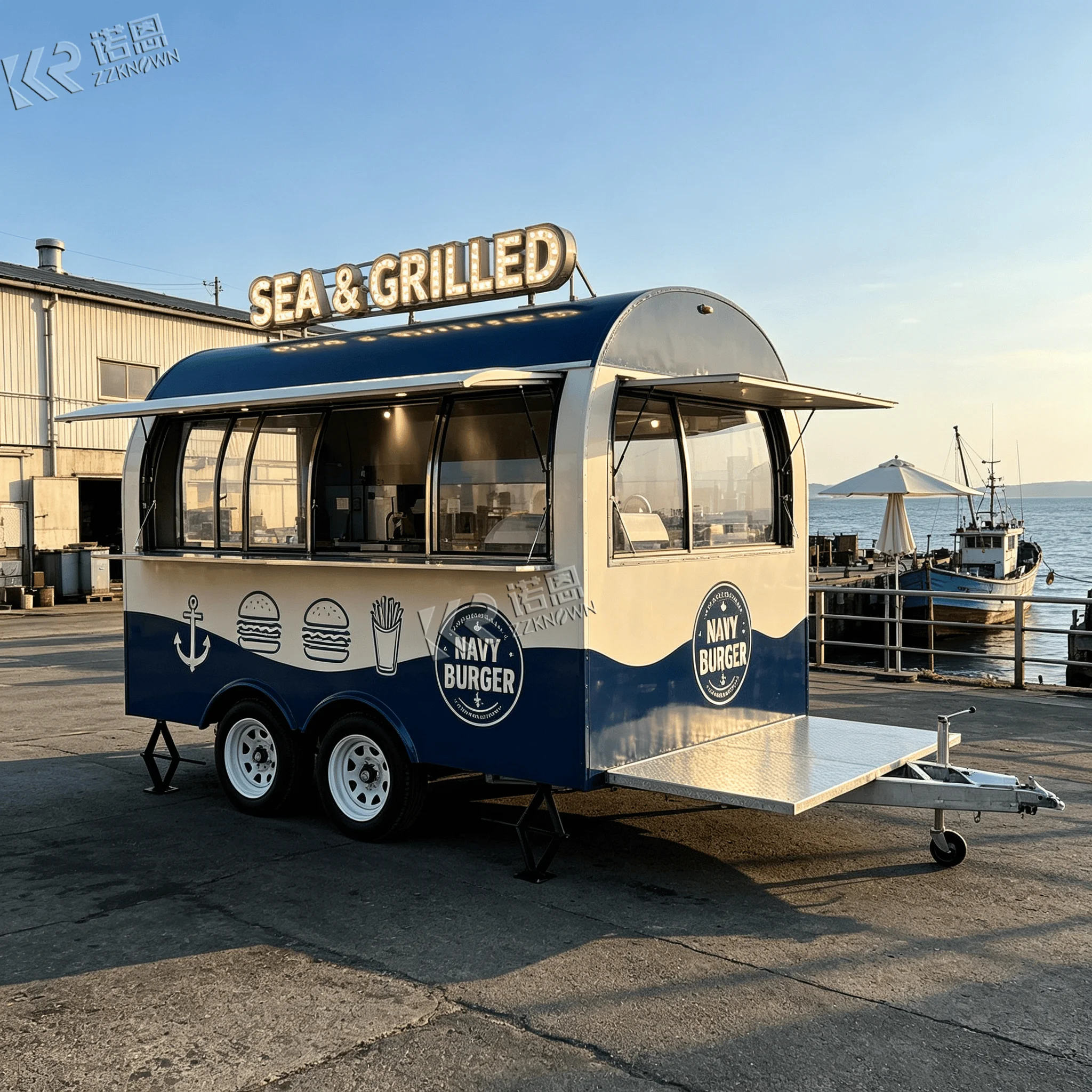 2.6m ODM Modified Curved Food Truck Food Trailer Built‑In Spice Storage Nook for Ethnic Street‑Food Outdoor Vending