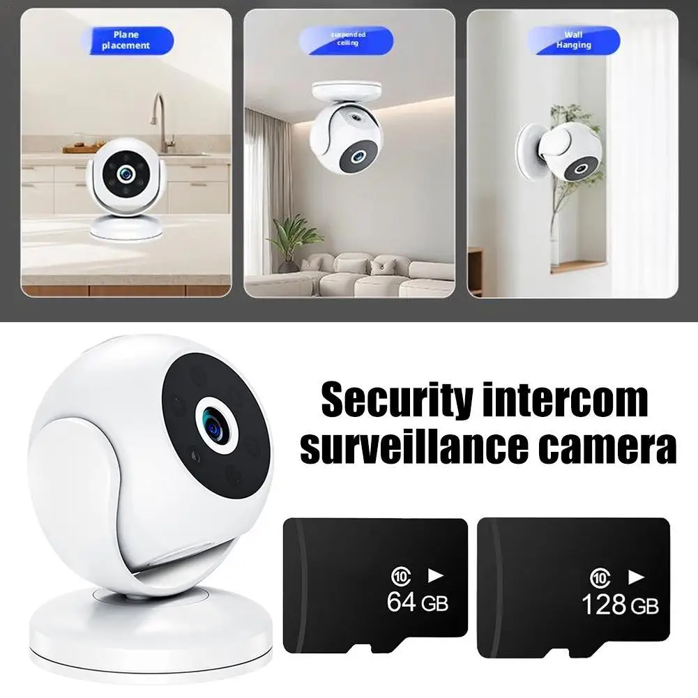 Telecamera IP WiFi 4K 8MP con scheda di memoria 64G Staffa regolabile Telecamera di sorveglianza wireless di sicurezza domestica intelligente Monitor Mini Cam