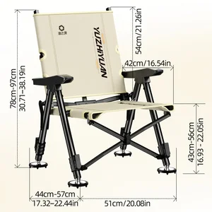 Portable Folding Camping Chair Set with Side Storage Tray, Adjustable Reclining Fishing Chair for Beach, Camping and Outdoor Use view 6