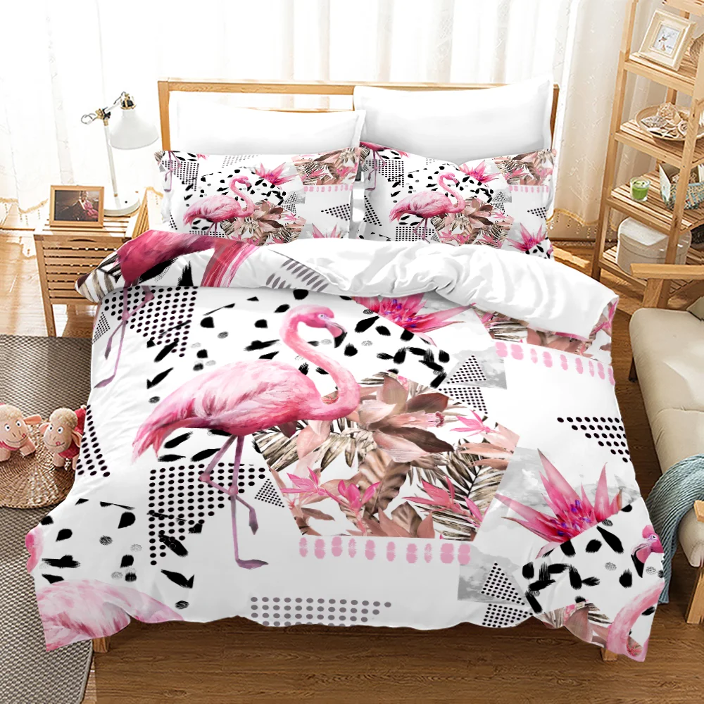 

Pink flamingo Bedding Set Single Twin Full Queen King Size Flamingo Bed Set Aldult Kid Bedroom Duvetcover Sets 3D Anime 013