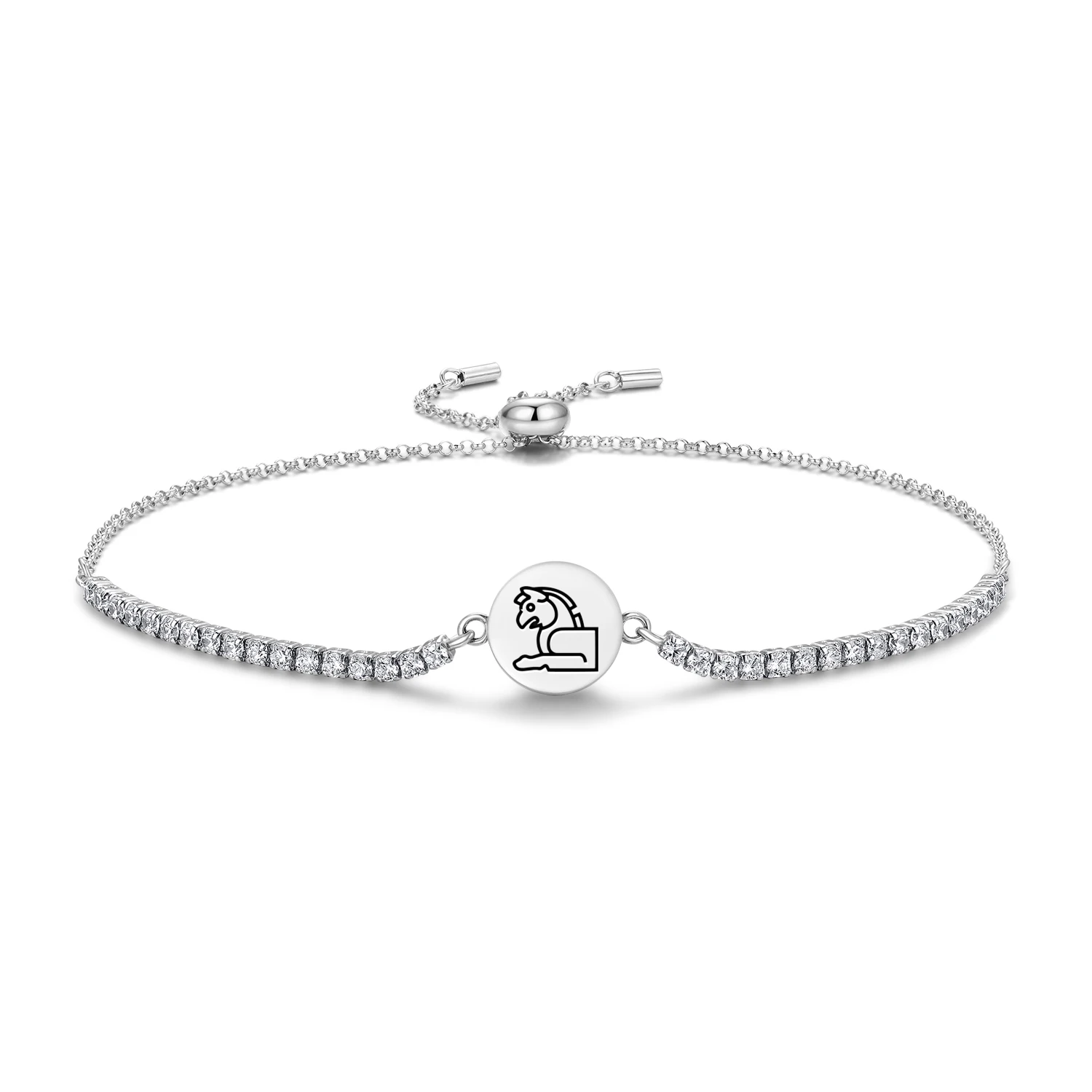 

Persian Huma Bracelet 925 Sterling Silver Symbol Adjustable Tennis Zircon Chain for Women Jewelry Fashion