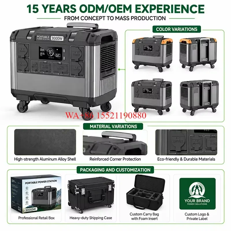 WMWMNU for SENMEI Portable Power Station with Wheels and Lithium Iron Phosphate Battery for Camping