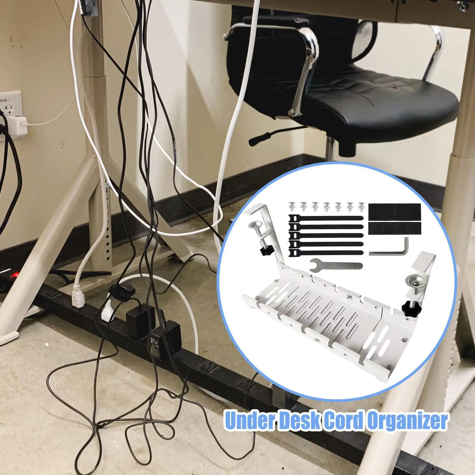 

Under Desk Cable Management Computer Cord Organizer For Desk Organization Manager Rack Storage Expandable Basket Tray For