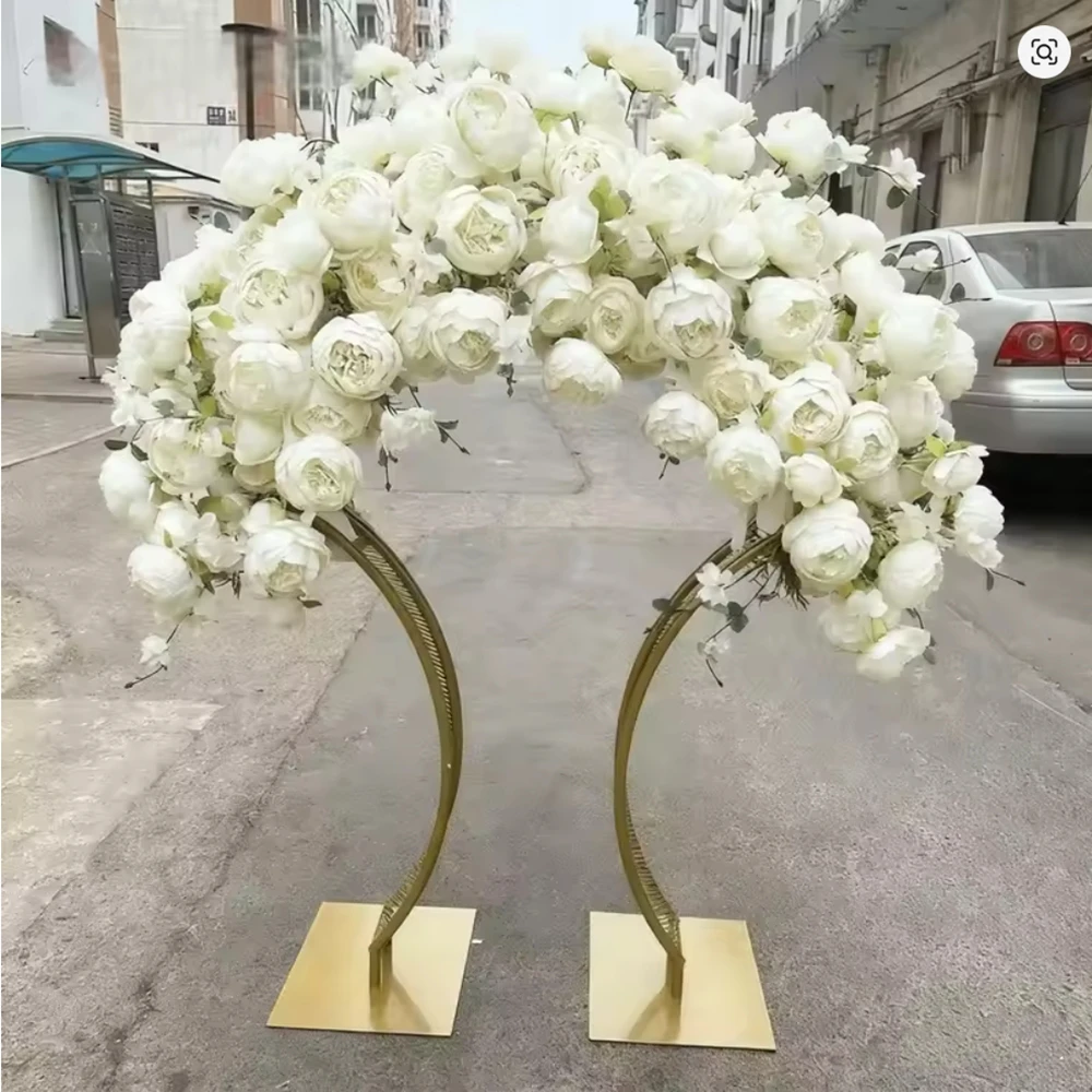 4pcs gold /white/ black/sliver  Flower Racks Table Centerpieces 80cm Tall Wedding Hollow Mesh Fan Shaped Metal Gold Flower Stand
