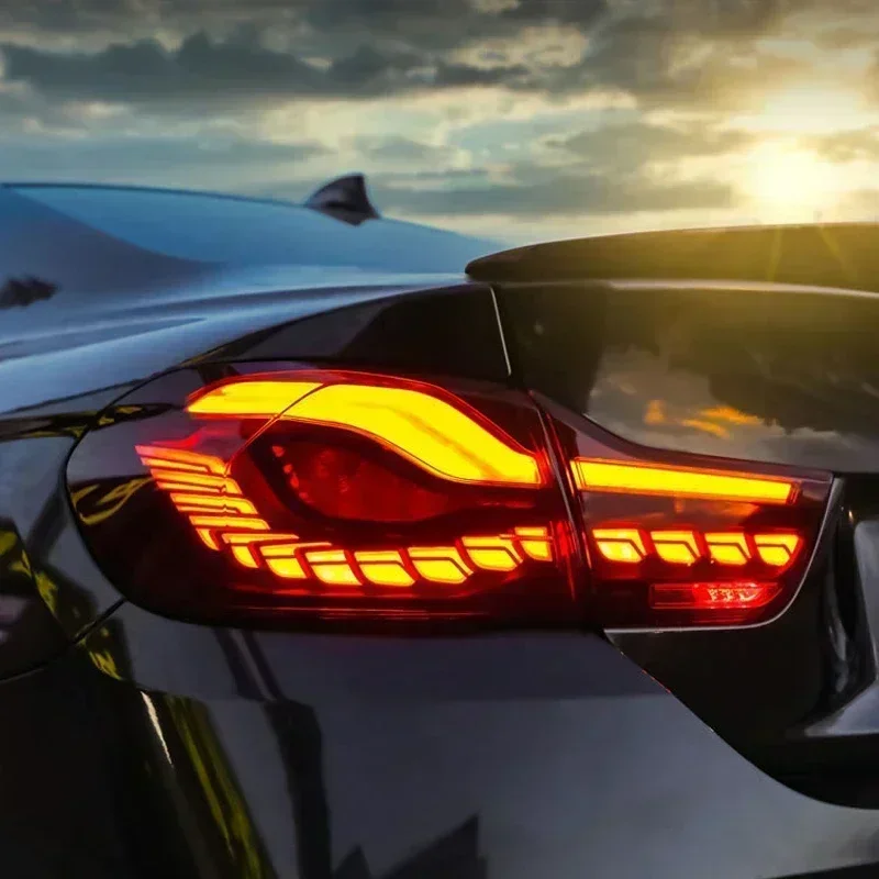 4 feux arrière LED style GTS pour BMW F32 F36 F82 F83 M4 2014-2020, avec clignotants dynamiques séquentiels et animation de démarrage
