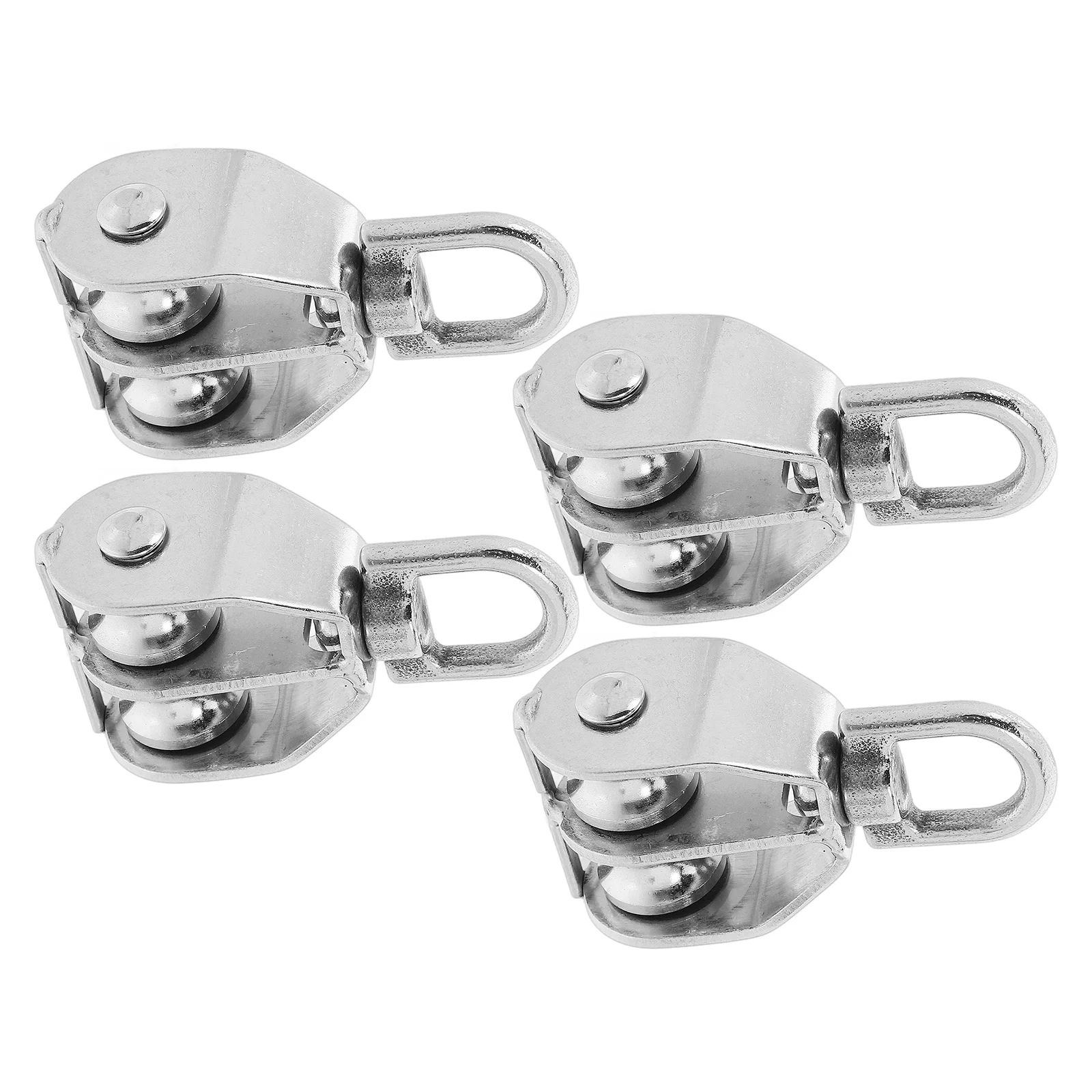 

4pcs Stainless Steel Pulleys Lightweight for Wire Rope Lifting Traction Heavy Duty Double Fitness Swivel Block