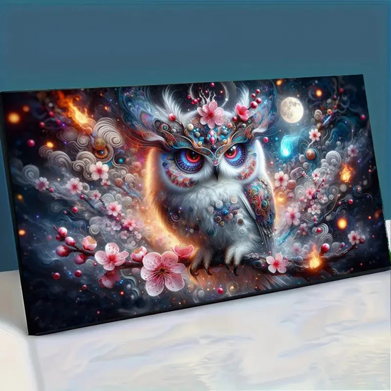 Wintersweet Owl 5D Embroidery Psychedelic Art DIY Diamond Painting Full Square Round Mosaic Night Wonderland Bird Home Decor