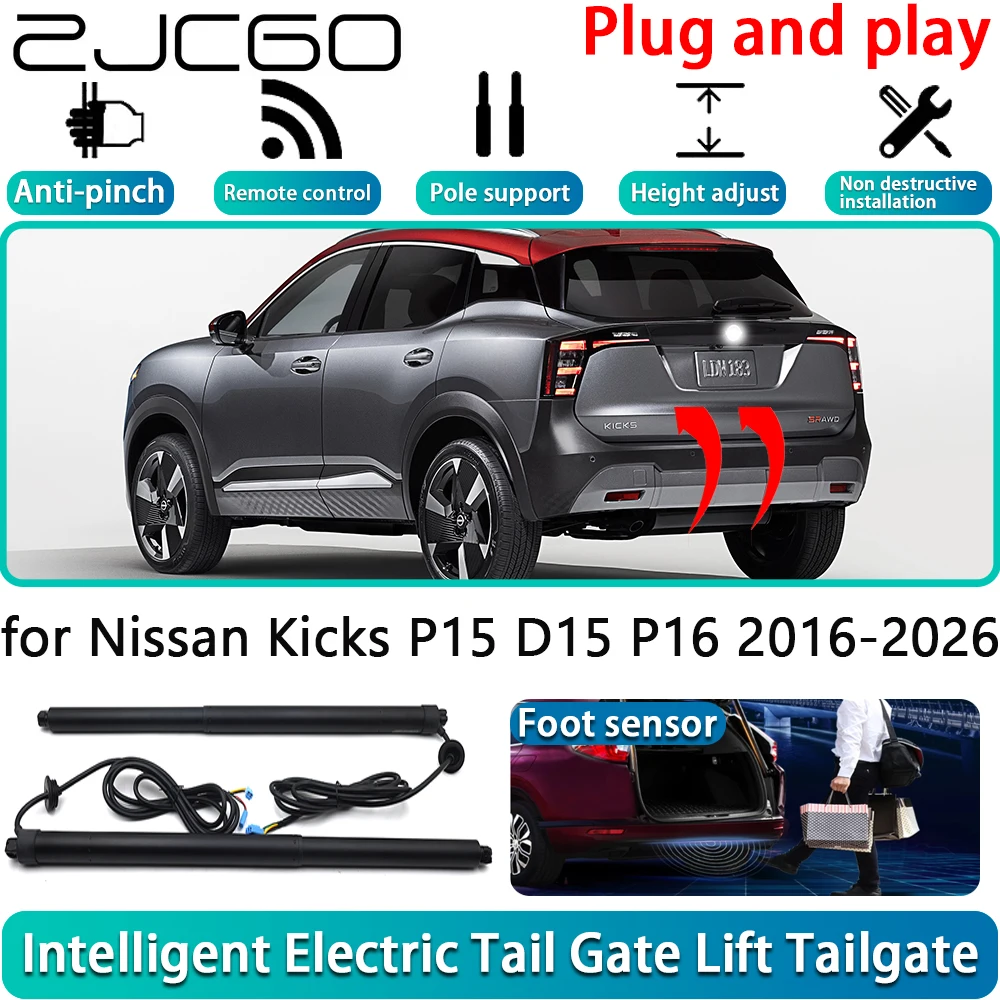 

ZJCGO for Nissan Kicks P15 D15 P16 2016-2026 Electric Powered Tailgate Power Liftgate Automatic Tailgate System With Foot Sensor