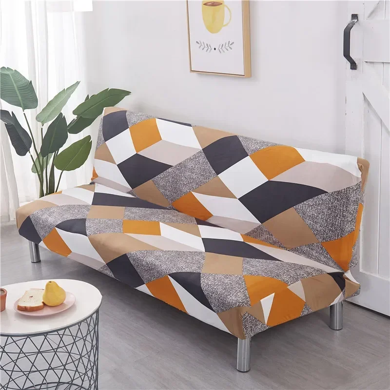 [Stretch Sofa Bed Cover] Spring/Summer Milk Silk Fabric Living Room Armless Folding Sofa Sofa Cover puf grande y esponjoso