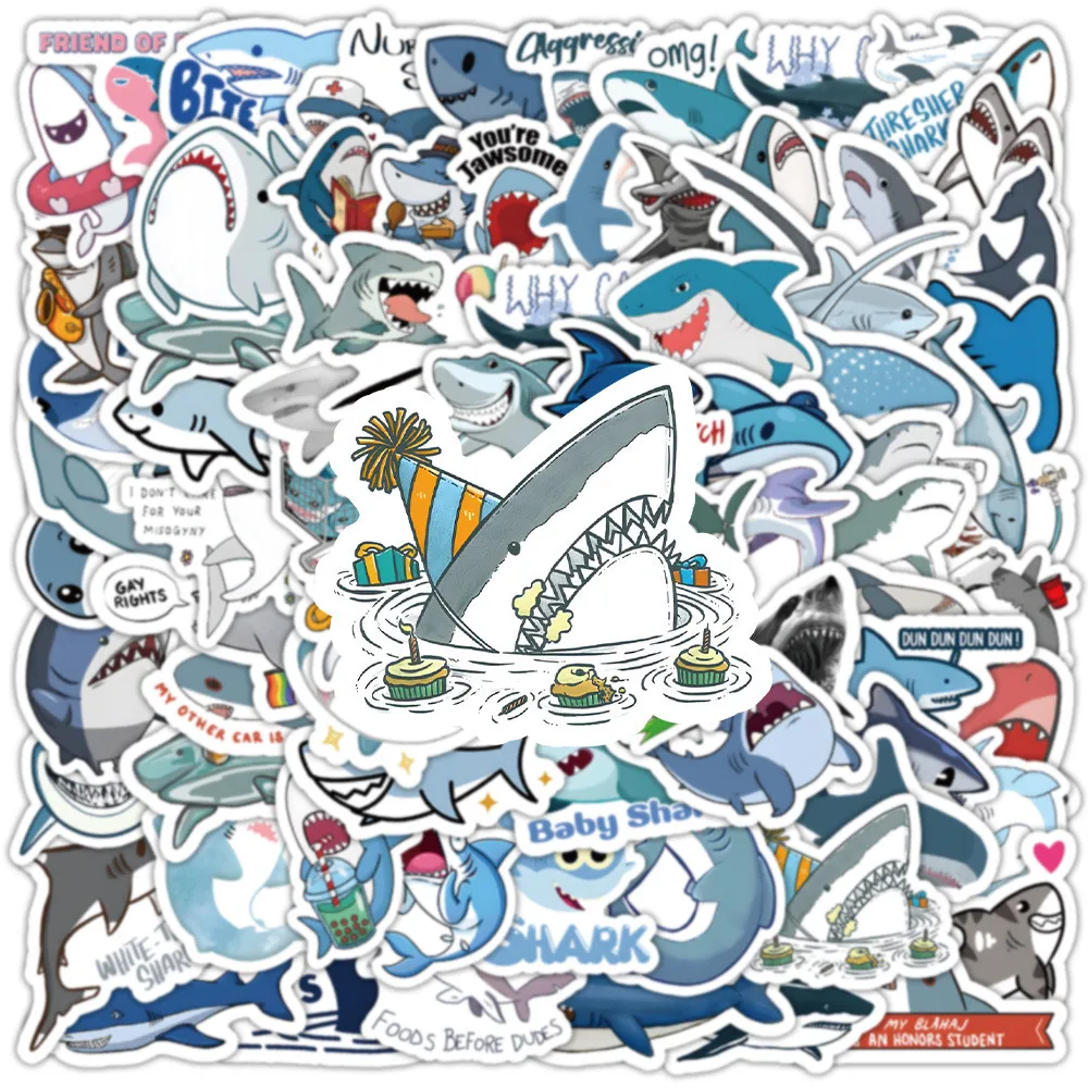 100Pcs Cute Cartoon Shark Ocean Sticker Set - Waterproof Decor for Luggage & Phones RecordingYourLife Store
