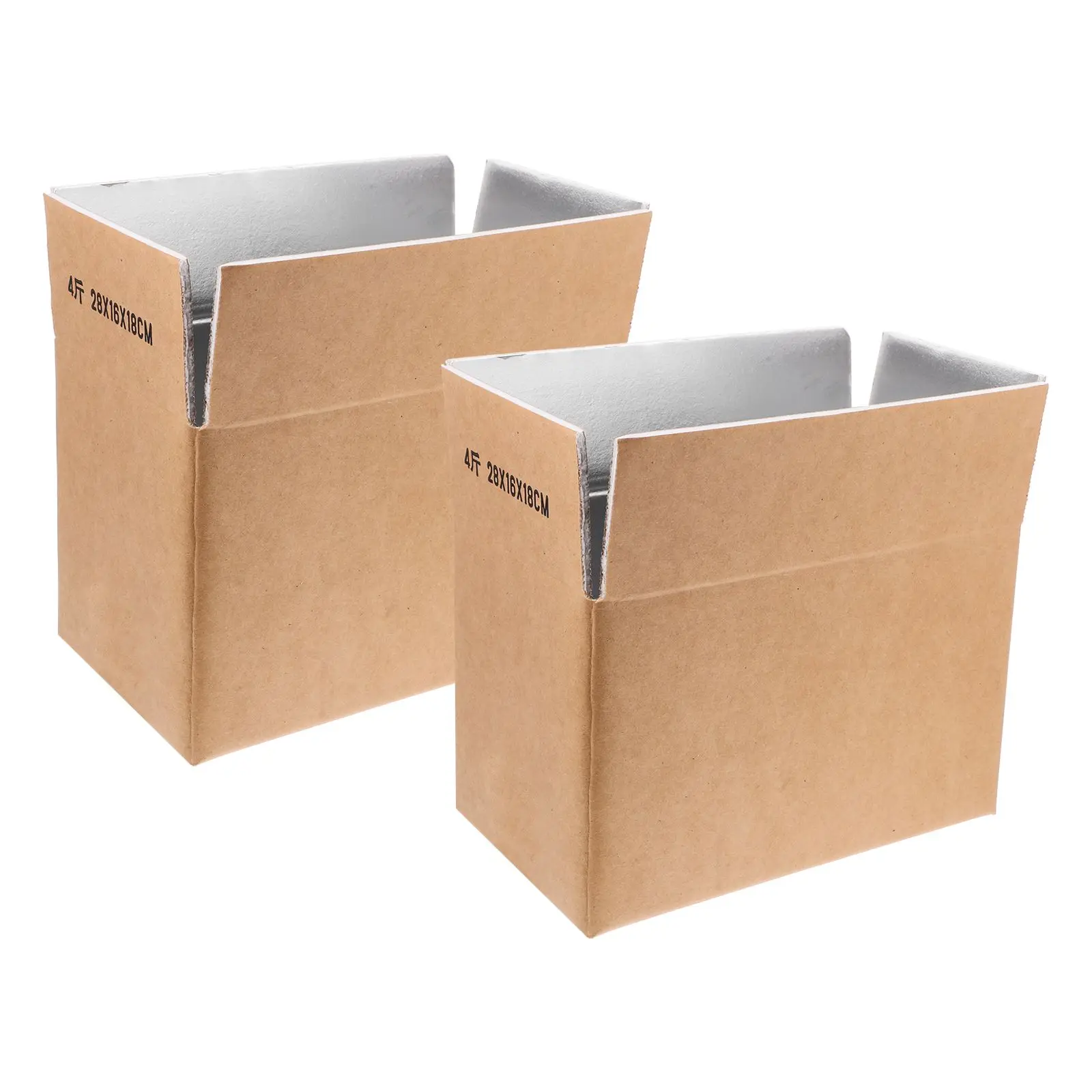 2 Pcs 알루미늄 호일 절연 상자 메일러 차가운 배송 상자 컨테이너 쿨러 작은 종이 음식 부패 가능