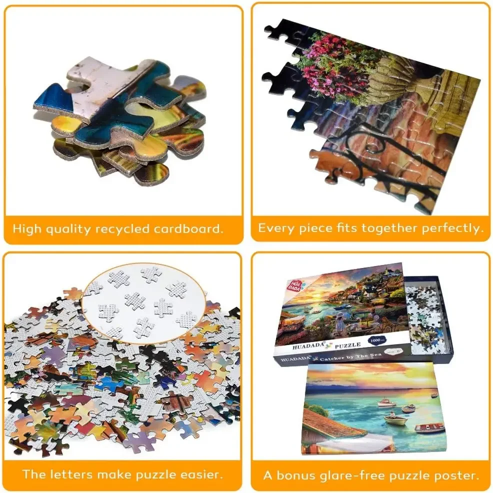 Puzzle en bois pour adultes, bord de mer, coucher de soleil, 1000/500/300 pièces, pour salle de jeux, chambre à coucher, fête, cadeau d'anniversaire, jeu stimulant