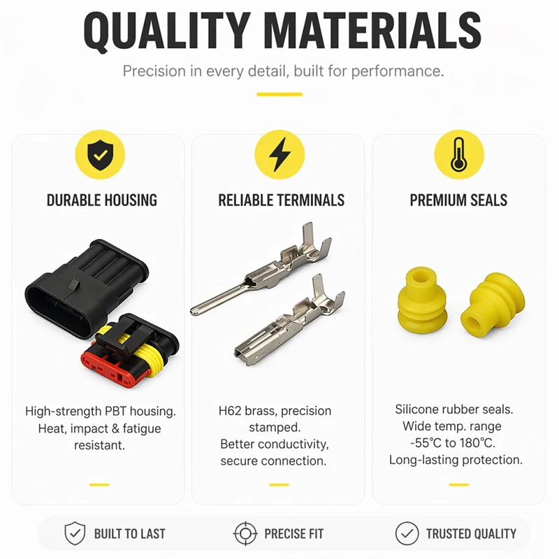AMP Waterproof Auto Wire Connectors Kit 100/192/300/254/622PCS 1-6Pin Male Female Quick Plug Socket Vehicle Wiring Seal Terminal