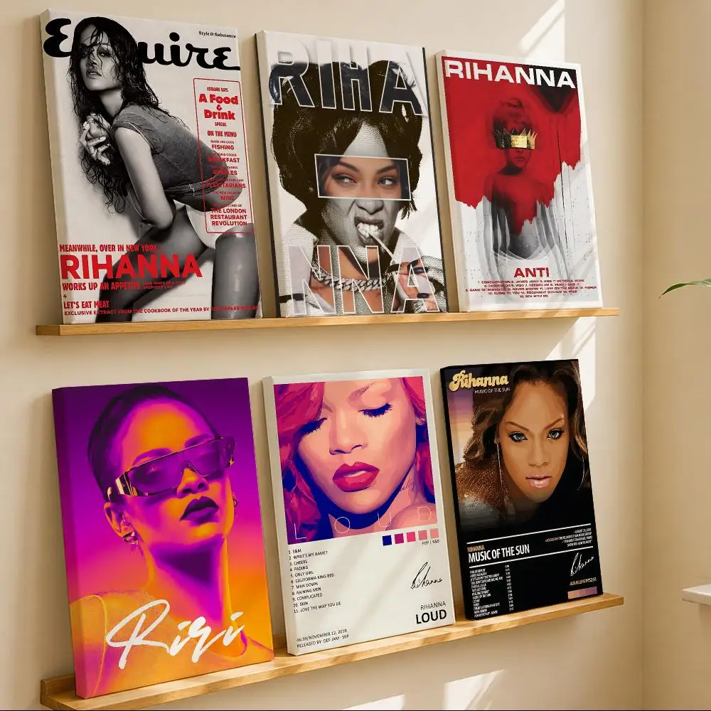 Singer R-rihanna	 Framed Wall Painting Wooden Framed Canvas Poster Wall Art HD Waterproof Print Home Decor