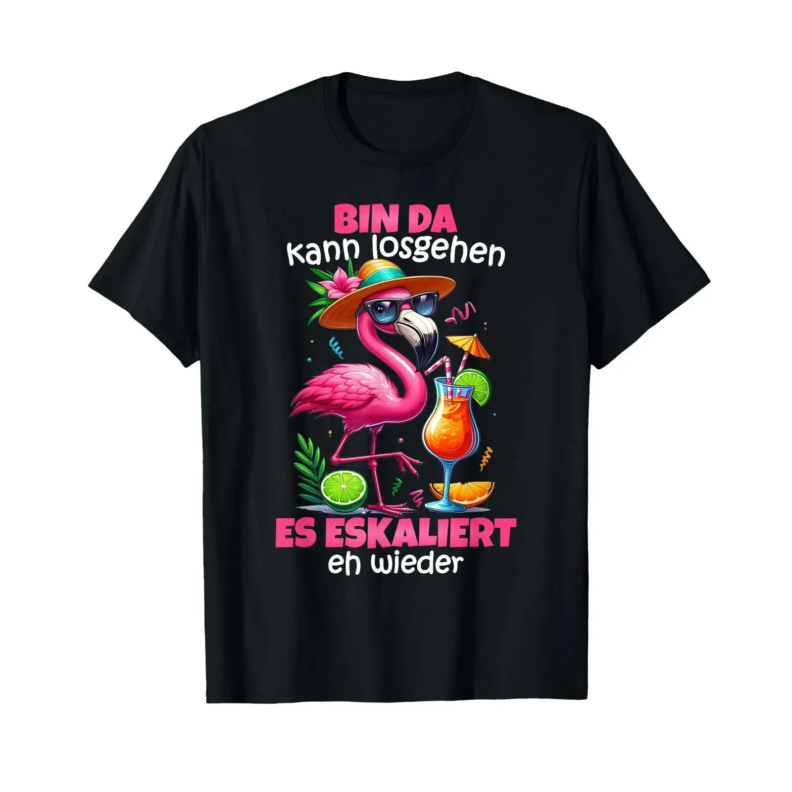 T Shirt I'm here let's go it's escalating anyway Flamingo Malle German Language vintage Washed Comfortable streetwear Stretched