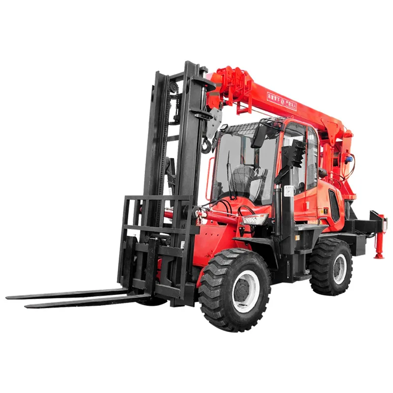 Off-road crane 3Tfour-wheel drive forklift tail crane manufacturer spot warranty 360 ° rotary telescopic forklift crane deposit