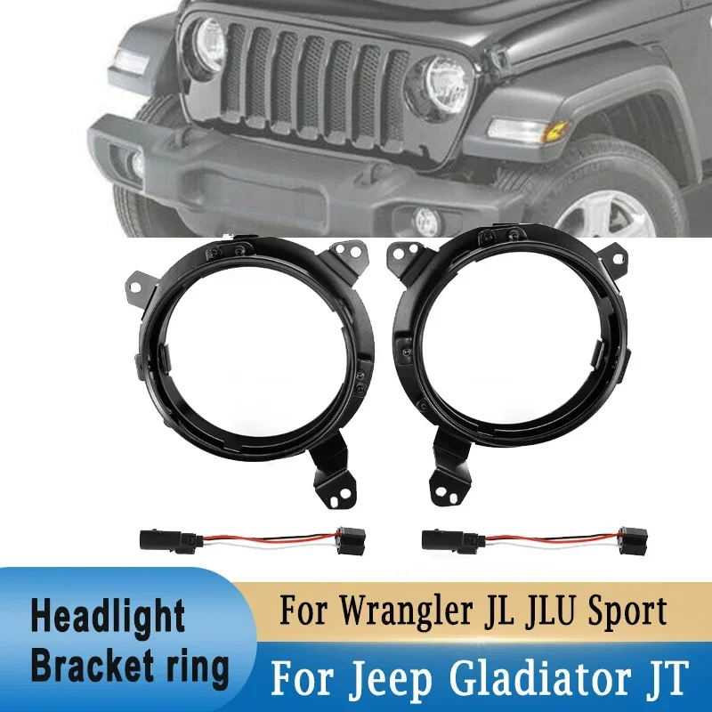 9 LED Headlights Mounting Bracket Aluminium Alloy Adjustment 7 Headlights Adapter for Jeep Wrangler JL JLU Sport 2018-2022