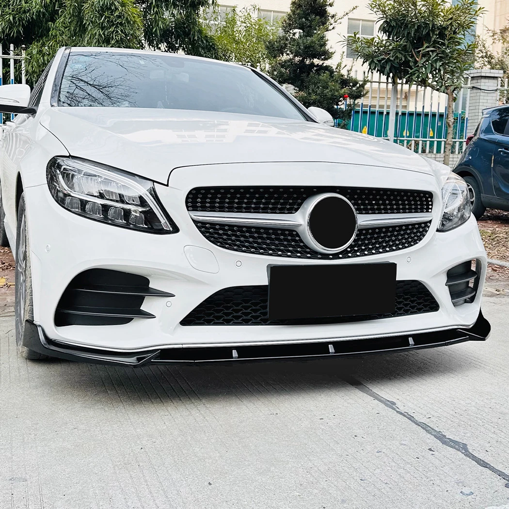 Para-choque dianteiro spoiler para mercedes-benz c-class w205 c205 s205 amg 2019-2021 protetor de para-choque dianteiro divisor de lâmina inferior