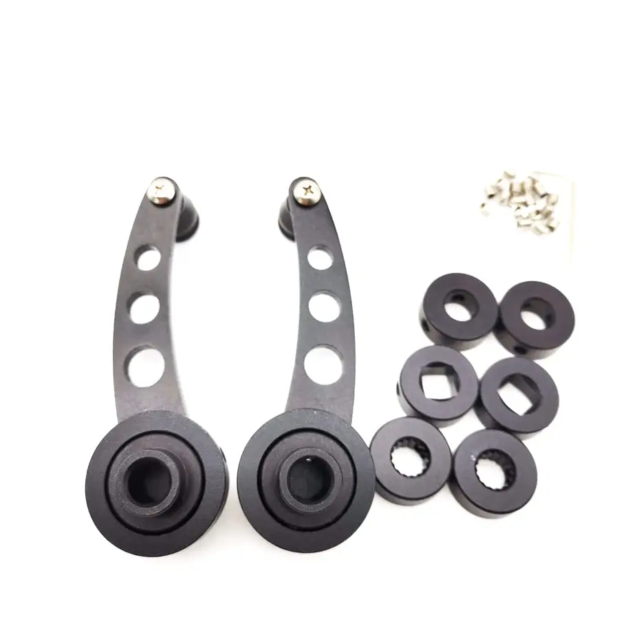 

2x Car Billet Aluminum Manual Door Handle Crank Window Winder Kit Black US Stock