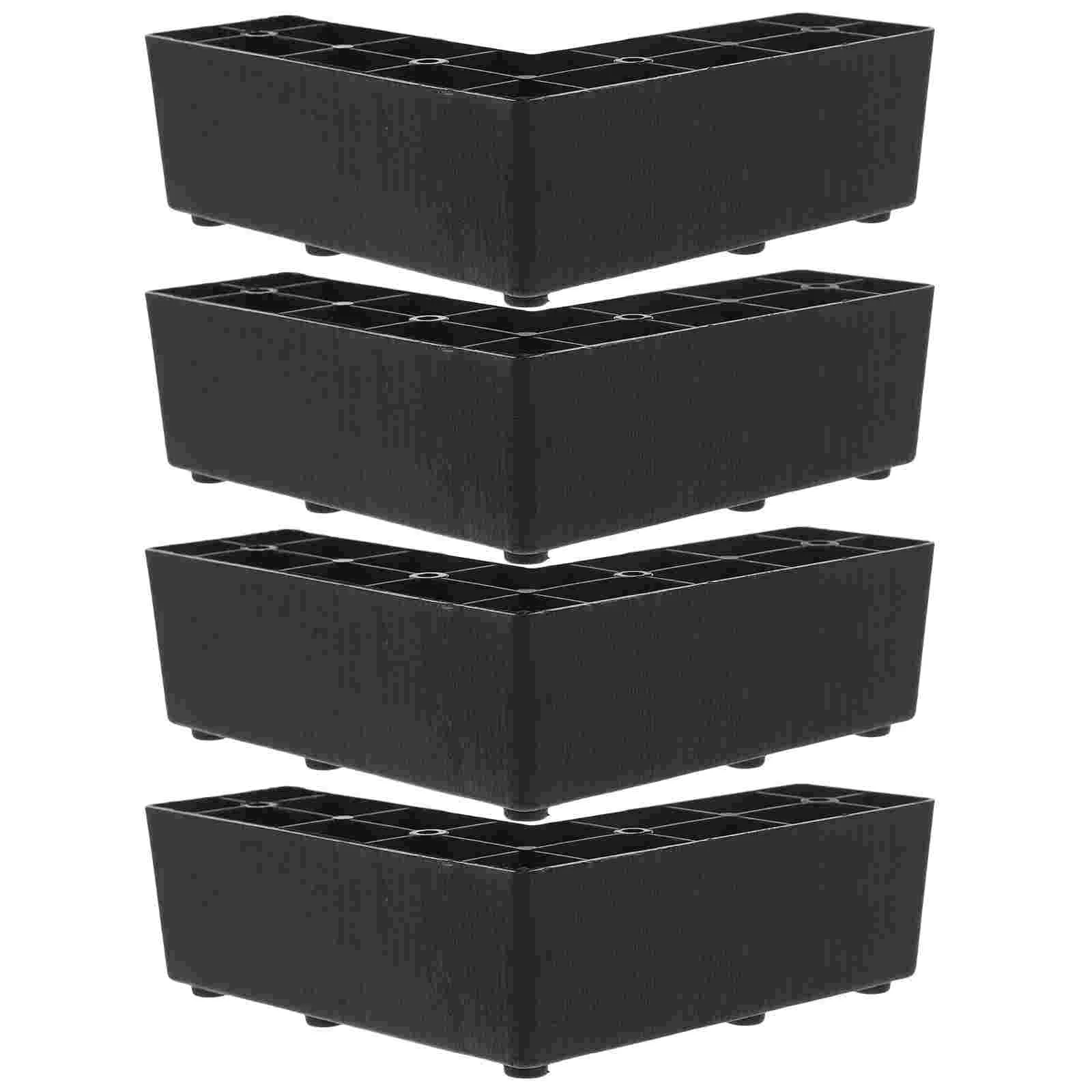 

4 Pcs Plastic Sofa Bed Legs 7 5cm Black Furniture Risers Non Anti Scratch Support Feet for Couch Cabinet Washer Fridge