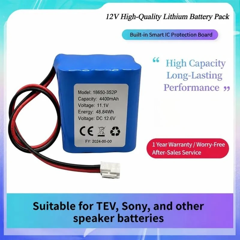12V Large Capacity 18650 Rechargeable Lithium Battery Pack for Beauty Sound Square Dance Audio and for Sony Ericsson Speaker