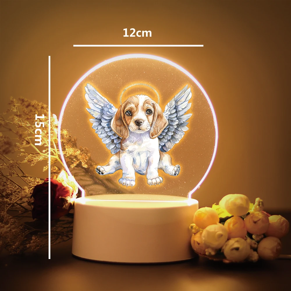 Dog Angel 3D Led Night Lamp Usb For Home Room Decoration Nightlight 3D Led Optical Illusion Table Lamp