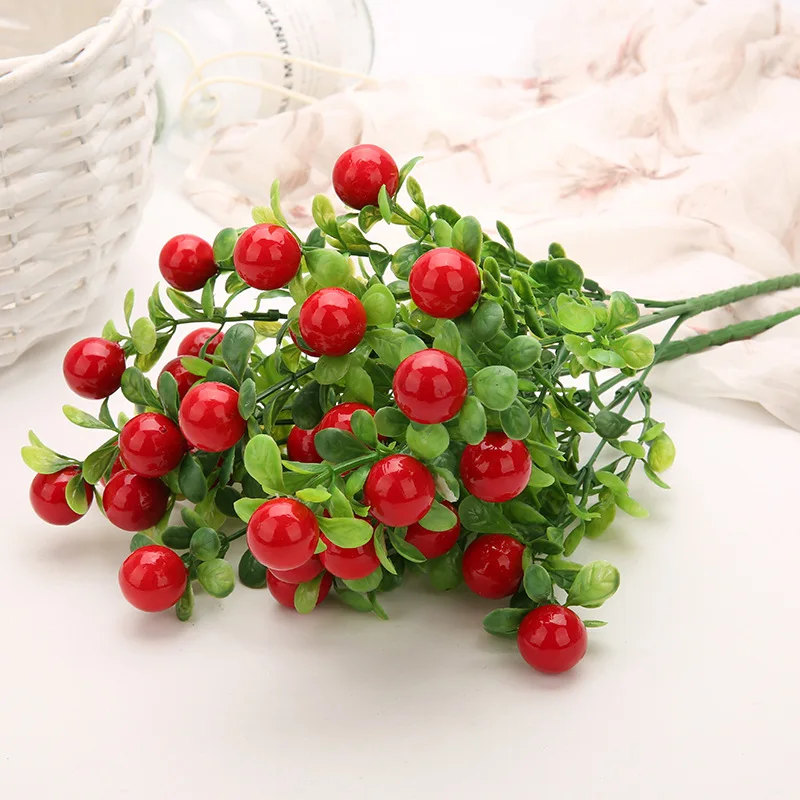 Berry Artificial Flower Fruit Cherry Bouquet Fake Pepper Xmas New Year's Decor Tree Artificial berry Christmas Decora For Home