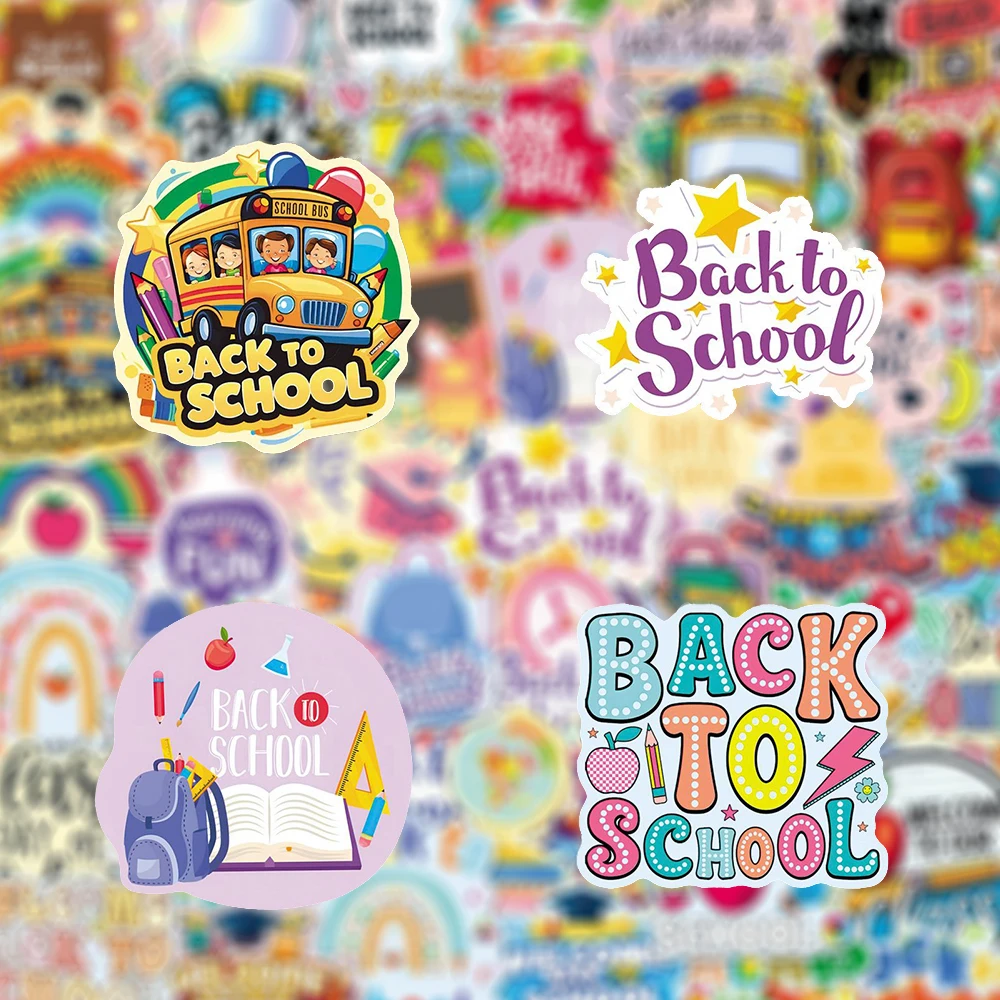 

10/30/50pcs Cartoon Back To School Theme Stickers DIY Stationery Scrapbook Diary Phone Funny Graffiti Decals Decoration Supplies