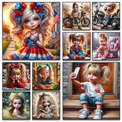 Diamond Painting Art DIY Soft Cute Girl 2025 Diamond Mosaic Kit 5D Square and Round Rhinestone Cross Stitch Home Decoration Gift