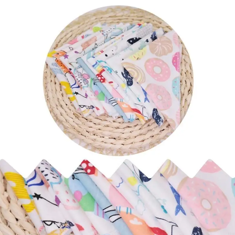 5 Piece Infant Handkerchief Bib Square Baby Stuff Feeding Cotton Towel Dirty-proof Washing Face Random Print Towel P31B