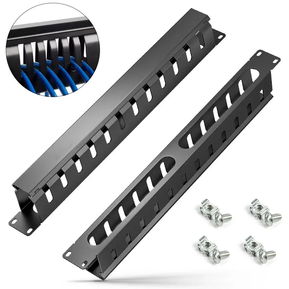 1U Cable Management Horizontal Mount 12/24 Slot 19inch Server Rack Wire Organizer Network Cable Management Rack