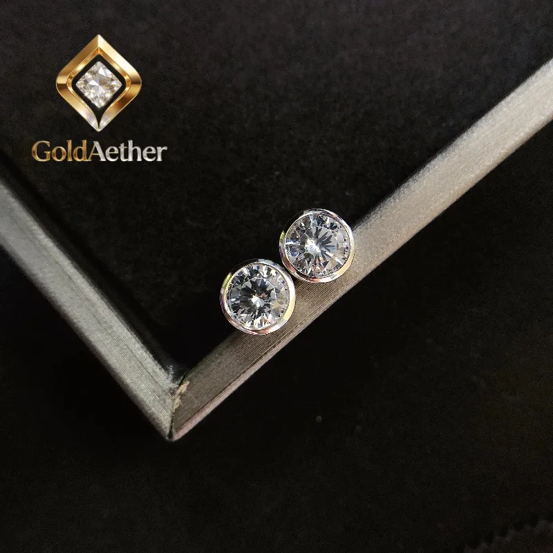 

Серьги-гвоздики GoldNouveau с муассанитом 1 карат (6,5 мм), круглая огранка, цвет D, чистота VVS1, из платины PT950, для помолвки, E042