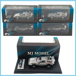 MJ 1:64 Back To The Future Time Machine DMC-12 delorean Diecast Alloy Model Car Static Collection Decorated Holiday Gifts Toys