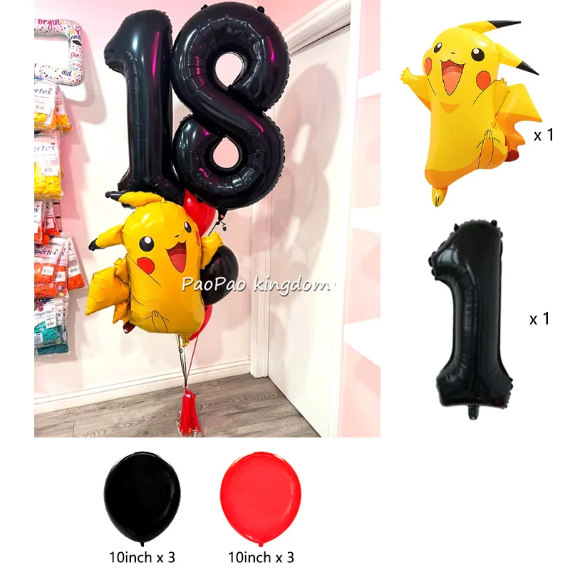 Niedliche Pikachu-Ballons Cartoon-Folienballons Geburtstagsparty-Deko-Set Kinder-Babyparty Feier-Party-Zubehör – Detail 10