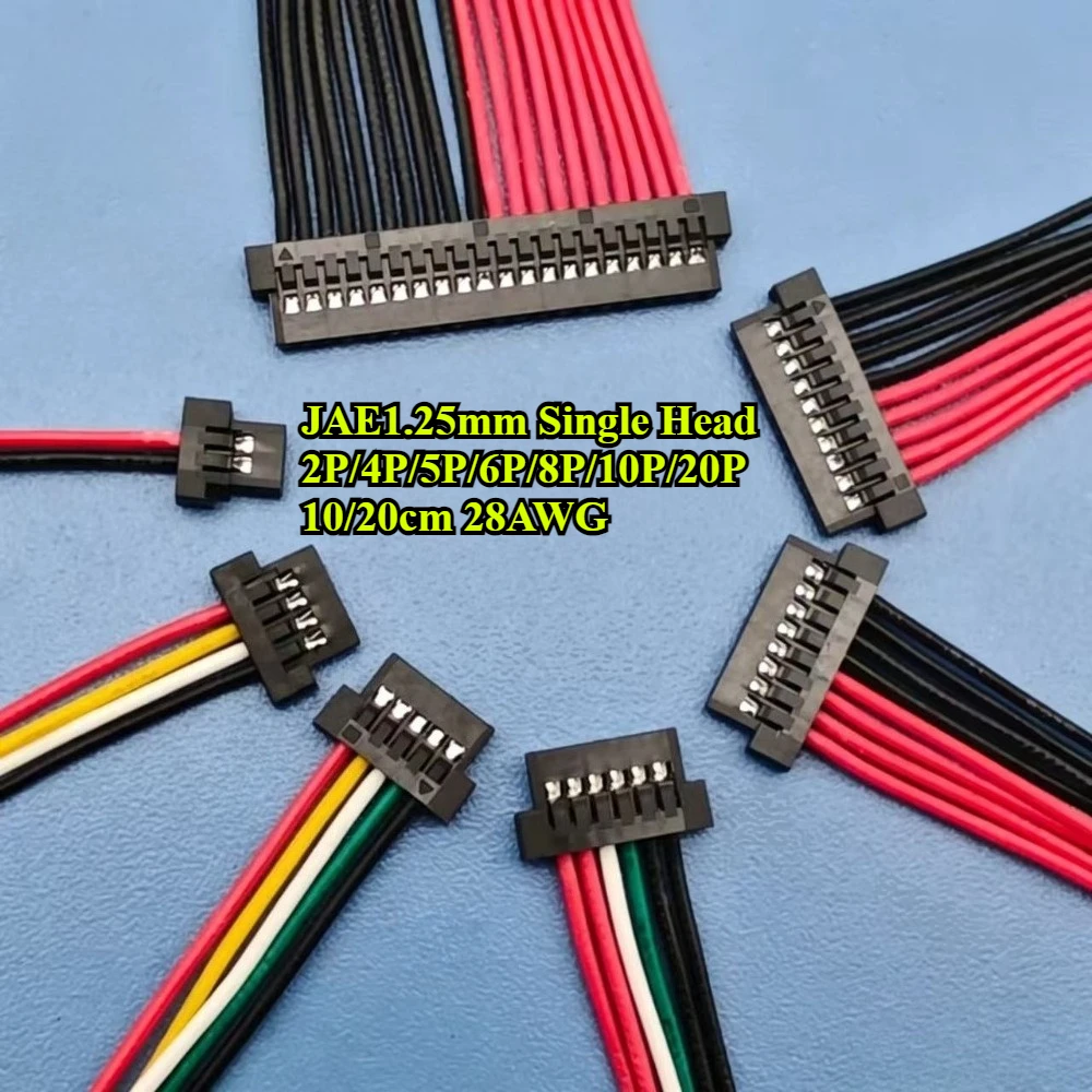 JAE Pitch 1.25mm Single Head 2P/4P/5P/6P/8P/10P/20P Terminal Wire 10/20cm 28AWG FI-S FIS1.25 JAE1.25 Ultra-thin A1255 FI-S2S/S6S