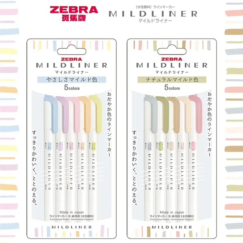 Zebra Midline Canetas Marcador Cabeça Dupla Subrayadores Fluorescentes Boligrafos de Colores Kawaii Marcadores Escola Escritório 10 Peças